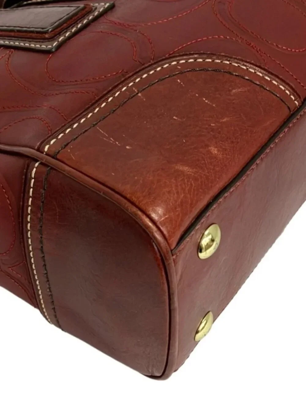 COACH Hamptons Leather Signature Medium Carryall 11330 Bordeaux Leather